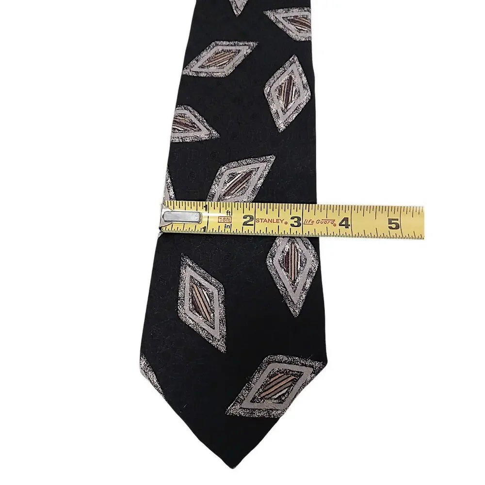 ROBERT TALBOTT Studio Men's TIE NAVY BLUE Silver GEO 3.25 X 57.5 Highlander Luxe